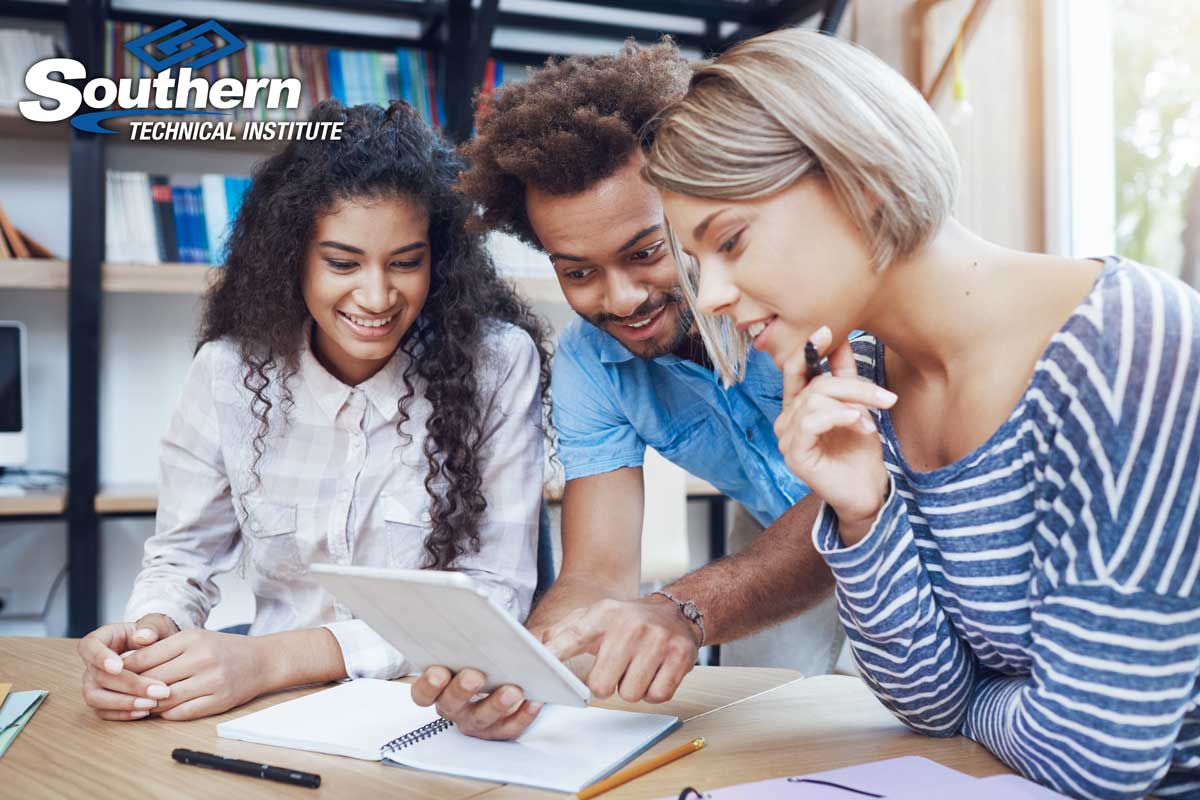 students studying